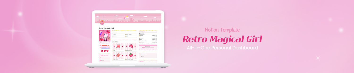Retro Magical Girl Notion All in One Dashboard Template