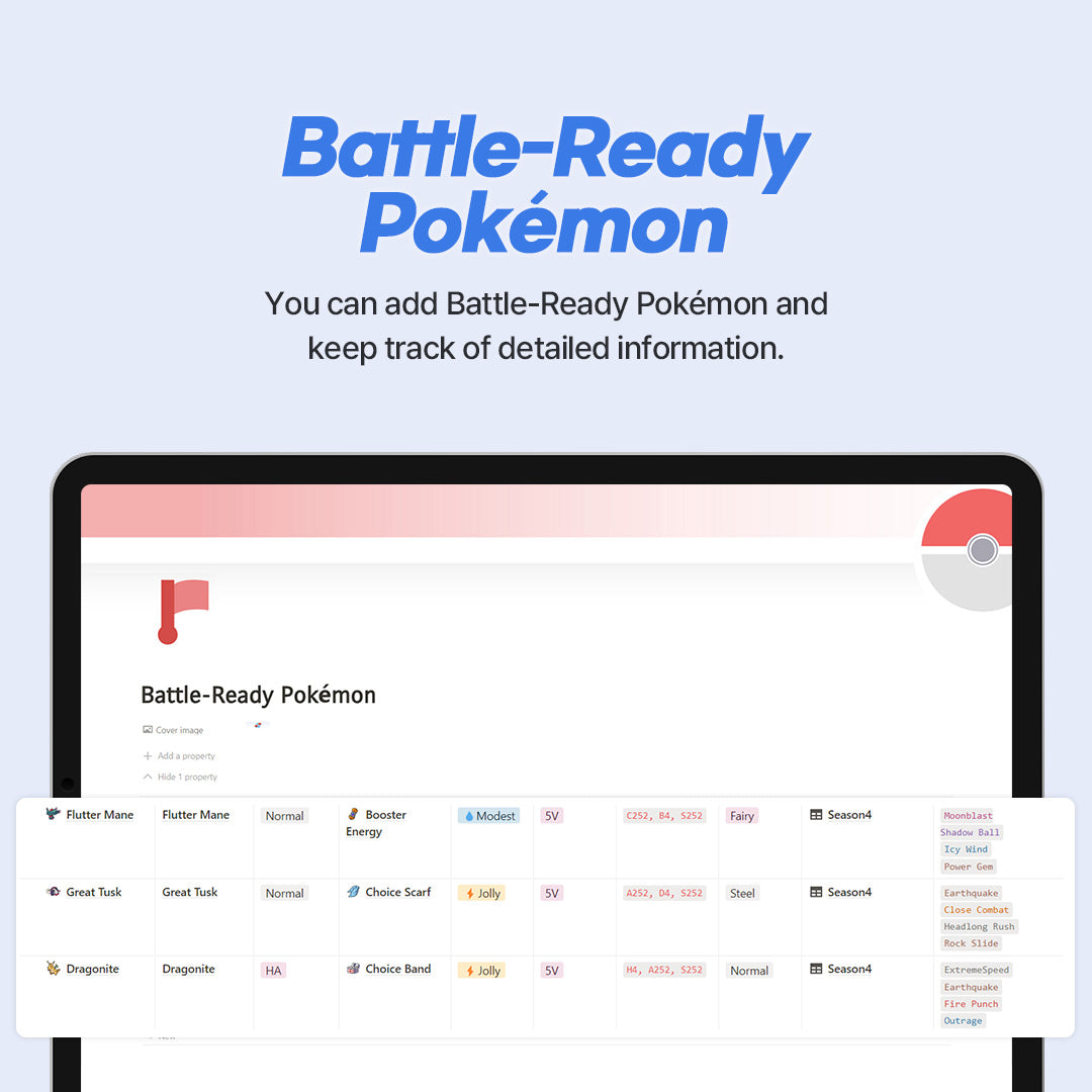 Pokémon Organizer Template Notion Template
