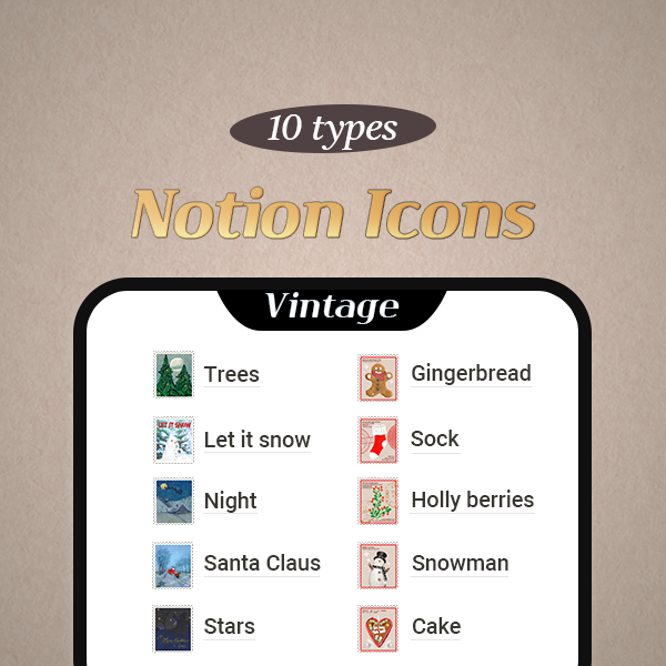 Christmas Vintage Notion Icons & Covers Notion Icon & Cover