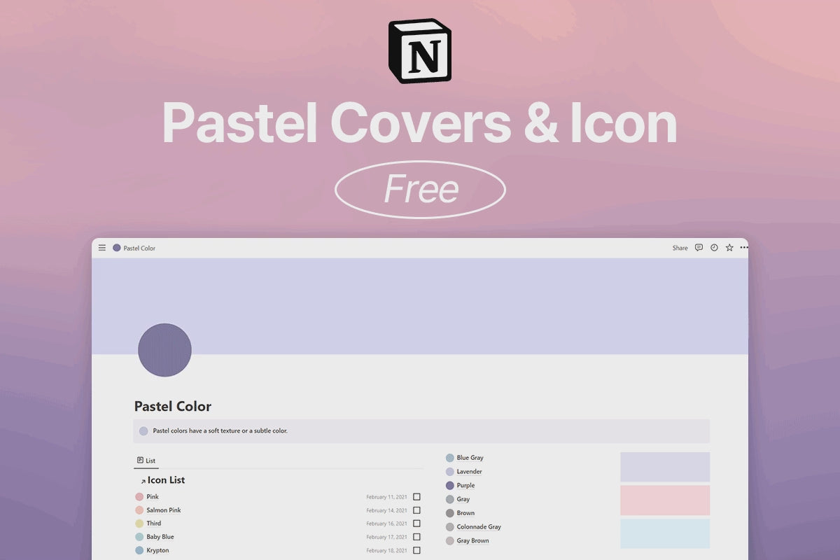 Free Notion Pastel tone Icons and Cover images