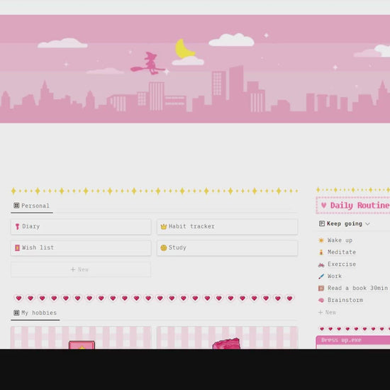 Retro Magical Girl Pink Aesthetic Notion Dashboard Template Template for notion